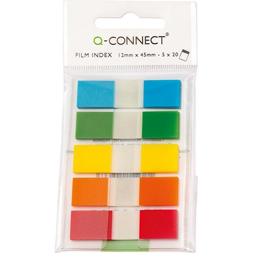 Q-CONNECT Q-CONNECT index mini, ft 12,5 x 45 mm, 5 x 20 tabs, geassorteerde kleuren