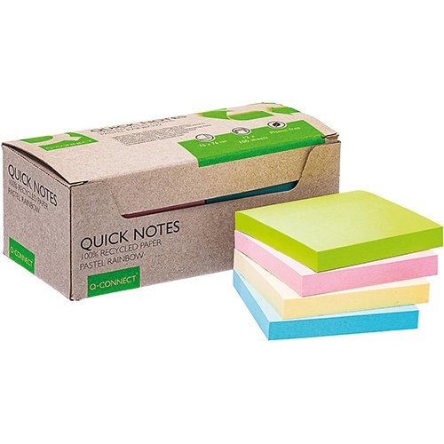 Q-CONNECT Q-CONNECT Quick Notes Recycled pastel, 76 x 76 mm, 12st.