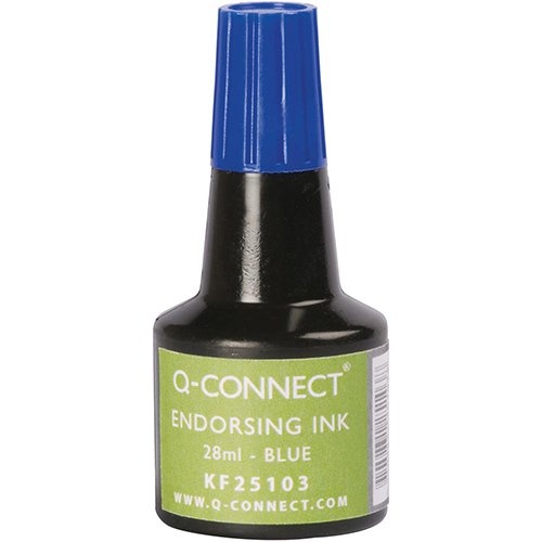 Q-CONNECT Q-CONNECT stempelinkt, flesje van 28 ml, blauw