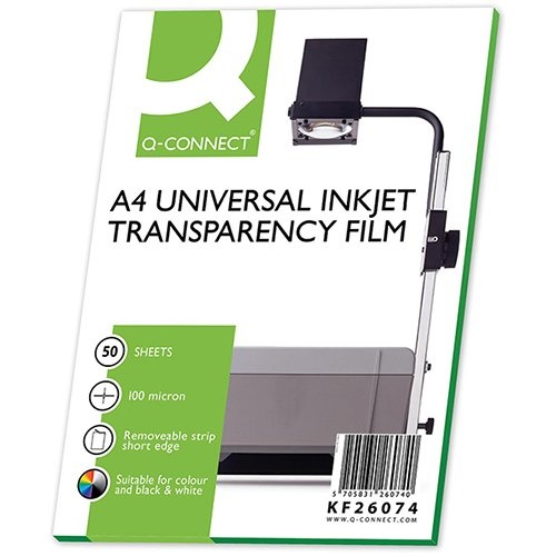 Q-CONNECT Q-CONNECT overhead transparanten voor inkjetprinter, ft A4, pak van 50 vel