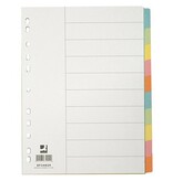 Q-CONNECT Q-CONNECT tabbladen, A4, karton, 11-gaatsperforatie, 10 tabs, geassorteerde kleuren