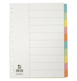 Q-CONNECT Q-CONNECT tabbladen, A4, karton, 11-gaatsperforatie, 10 tabs, geassorteerde kleuren