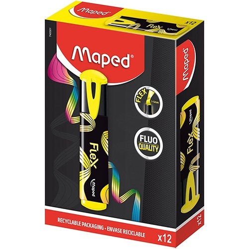Maped Maped Fluo'Peps Flex markeerstift, geel, doos van 12 stuks