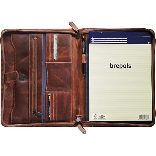 Maverick Maverick lederen schrijfmap voor ft A4, inclusief blocnote, bruin