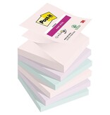 Post-It Super Sticky Post-it Super Sticky Z-notes Soulful, 90 vel, ft 76 x 76 mm, geassorteerde kleuren, pak van 6 blokken