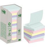 Post-it recycled Z-notes, 100 vel, ft 76 x 76 mm, assorti, pak van 16 blokken