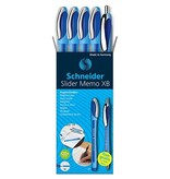 Schneider Schneider balpen Slider Memo, extra breed, blauw, 4 stuks + 1 Rave GRATIS