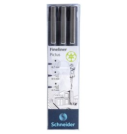 Schneider Schneider fineliner Pictus, etui van 3 stuks, zwart