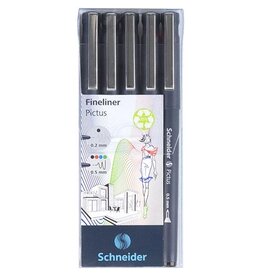 Schneider Schneider fineliner Pictus, etui van 5 stuks, assorti