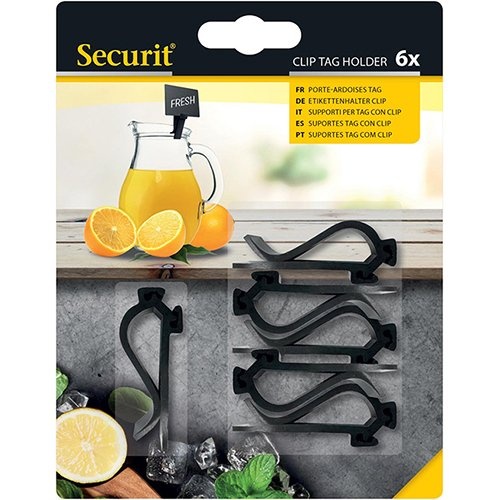 Securit Securit clip tag houder, zwart, blister van 6 stuks