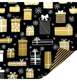 Geschenkpapier Holiday zwart/goud, 50 cm x 100 m
