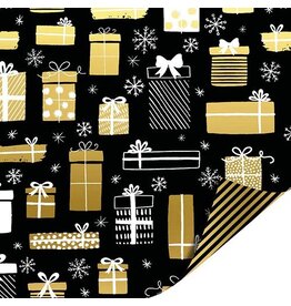 KP Geschenkpapier Holiday zwart/goud, 50 cm x 100 m