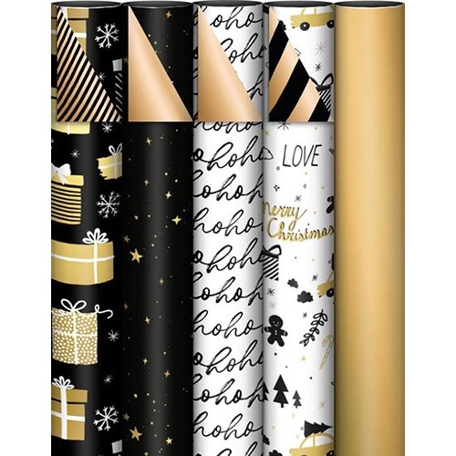 KP geschenkpapier Black & Gold, 70 cm x 2 m, geassorteerde kleuren
