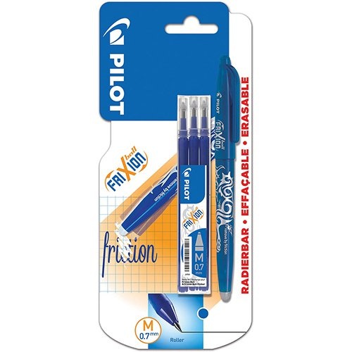 Pilot Pilot gelroller Frixion Ball, blister van 4 stuks (1 gelroller + 3 vullingen), blauw