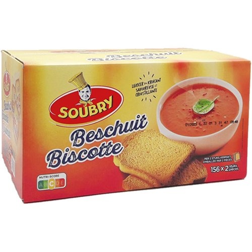 Soubry Soubry beschuiten, per 2 verpakt, doos van 156 stuks