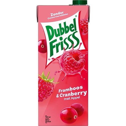 Dubbelfrisss Dubbelfrisss Framboos & Cranberry 1,5 l, pak van 8 stuks