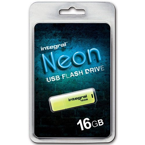 Integral Integral Neon USB 2.0 stick, 16 GB, geel