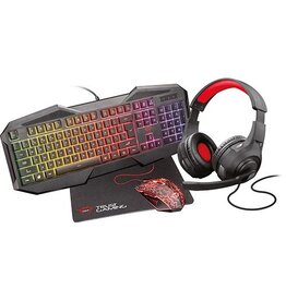 Trust Trust GXT 1180RW 4-in-1 Gaming Set met headset, toetsenbord (qwerty), muis en muismat