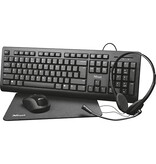 Trust Trust Primo 4-in-1 Home Office Set met headset, toetsenbord (qwerty), muis en muismat