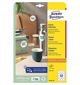 Avery Zweckform Etik Rond Wt Perm 60Mm 120X [1st]