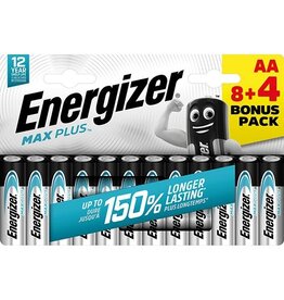 Energizer Energizer batterijen Max Plus AA/LR06/E91, blister van 8 + 4