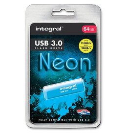 Integral Neon USB 3.0 stick, 64 GB, blauw