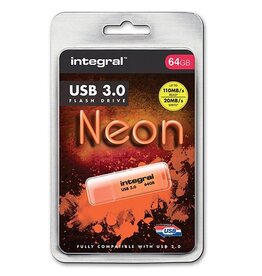 Integral Neon USB 3.0 stick, 64 GB, oranje