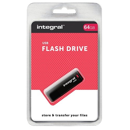 Integral USB 2.0 stick, 64 GB, zwart