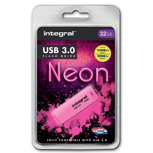 Integral Integral Neon USB 3.0 stick, 32 GB, roze