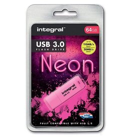 Integral Integral Neon USB 3.0 stick, 64 GB, roze