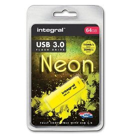 Integral Neon USB 3.0 stick, 64 GB, geel