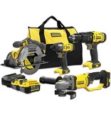 Stanley Stanley Fatmax schroefklopboor, slagschroevendraaier, cirkelzaag, haakse slijper 18V + 2 accu's + softbag