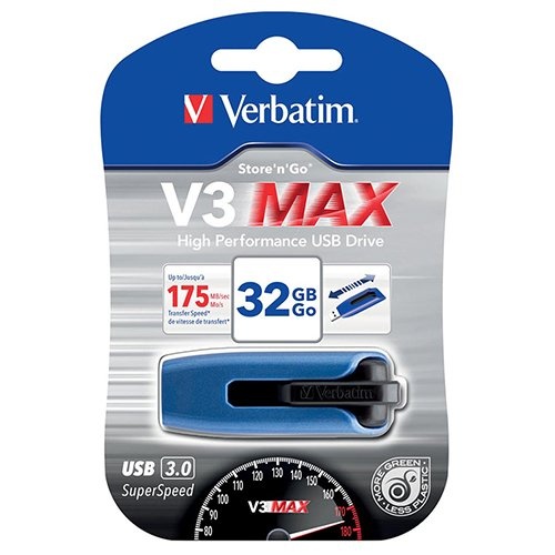 Verbatim V3 MAX USB 3.0 stick, 32 GB blauw