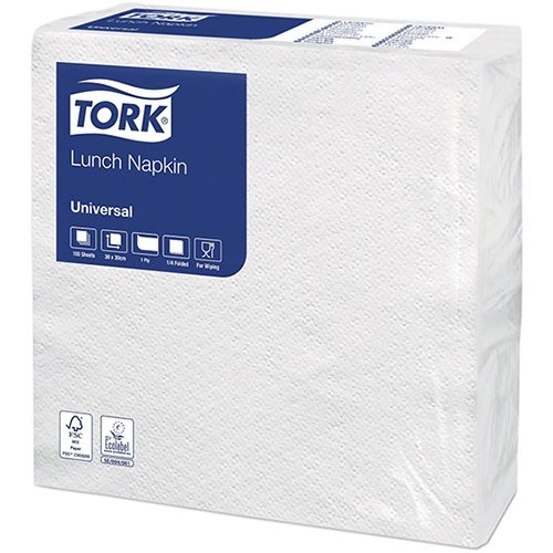 Tork Tork servetten ft 30 x 30 cm, 1-laags, wit, pak van 100 stuks