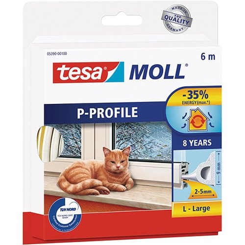 Tesa Tesa Moll Classic tochtstrip P-profiel, 6 m , wit