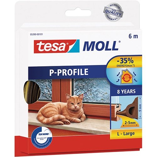 Tesa Tesa Moll Classic tochtstrip P-profiel, 6 m, bruin