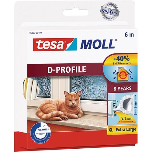 Tesa Tesa Moll Classic tochtstrip D-profiel, 6 m, wit