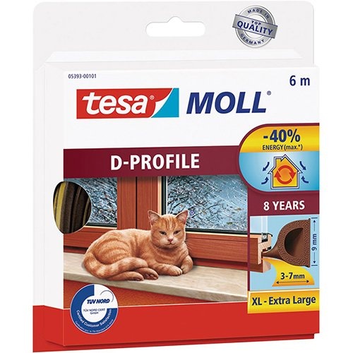 Tesa Tesa Moll Classic tochtstrip D-profiel, 6 m, bruin