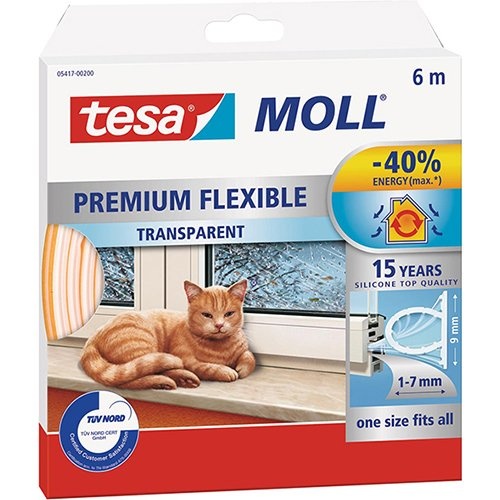 Tesa Tesa Moll Premium Flexible tochtstrip, 6 m, transparant