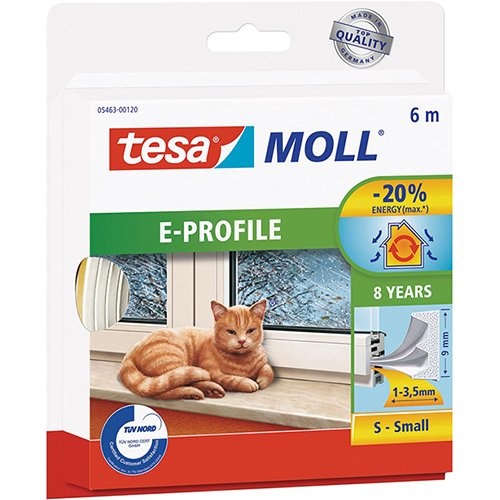 Tesa Tesa Moll Classic tochtstrip E-profiel, 6 m, wit