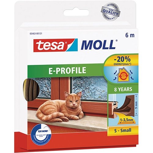 Tesa Tesa Moll Classic tochtstrip E-profiel, 6 m, bruin