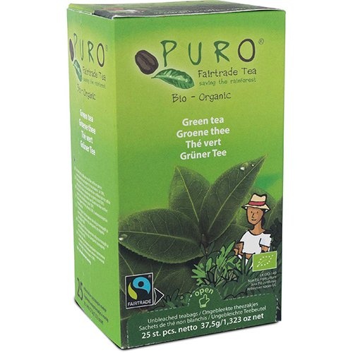Puro Puro Bio thee, groene thee, fairtrade, pak van 25 zakjes