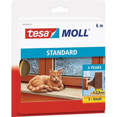 Tesa Tesa Moll Standard tochtstrip I-profiel, 6 m, bruin
