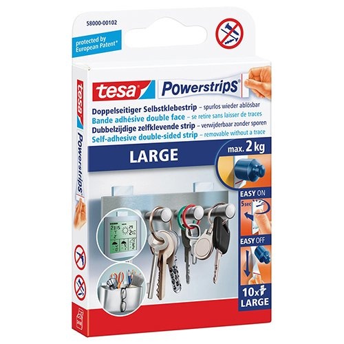 Tesa Tesa kleefstrip Powerstrips, draagkracht 2 kg, blister van 10 stuks