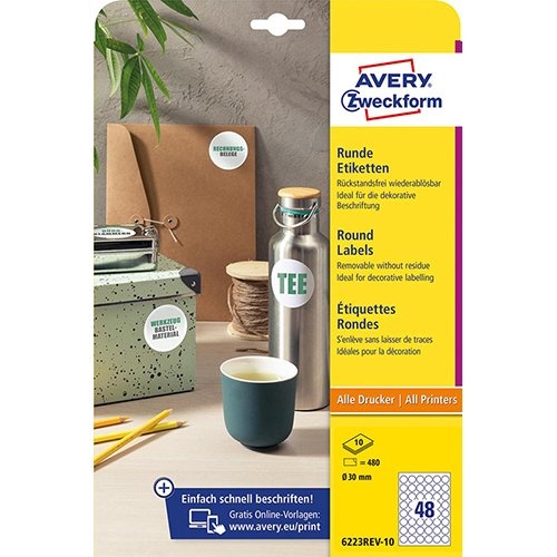 Avery Zweckform Avery Zweckform ronde etiketten, diameter 30 mm wit
