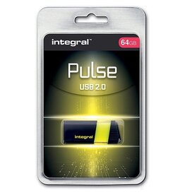 Integral Pulse USB 2.0 stick, 64 GB, zwart/geel