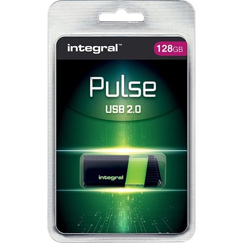 Integral Integral Pulse USB 2.0 stick, 128 GB, zwart/geel