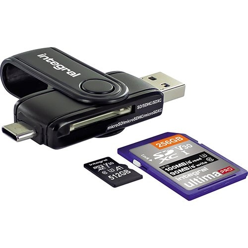 Integral SD / Micro SD USB 3.0 & USB-C geheugenkaartlezer