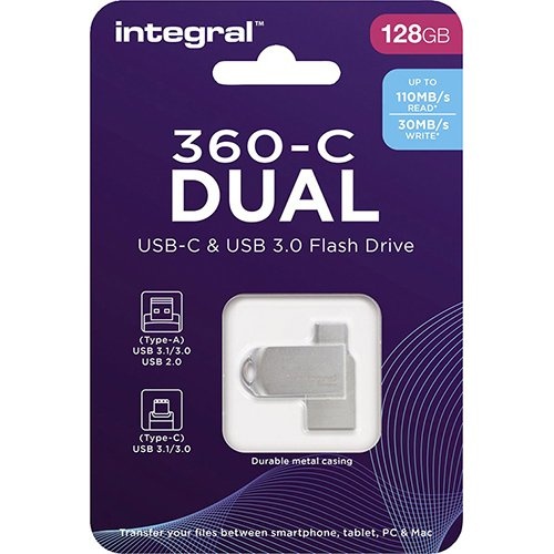 Integral Integral 360-C Dual USB-C & USB 3.0 stick, 128 GB