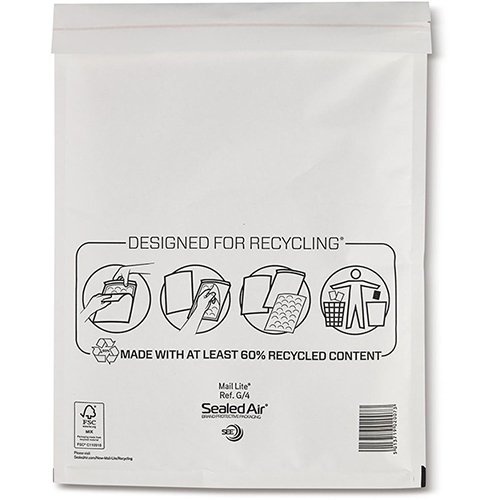 Mail Lite luchtkussenenveloppen, wit, G/4, 240 x 330mm 50st.